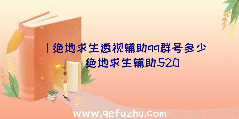 「绝地求生透视辅助qq群号多少」|绝地求生辅助520